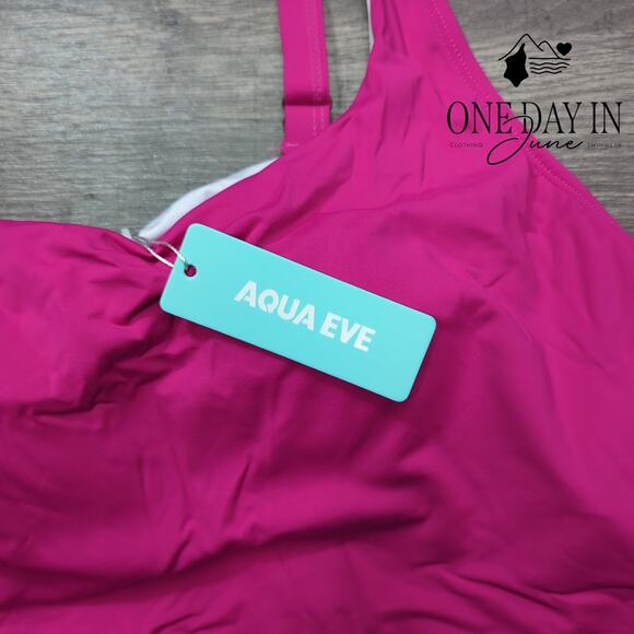 Aqua Eve Square Neck Tankini Top Size L - Picture 3 of 6